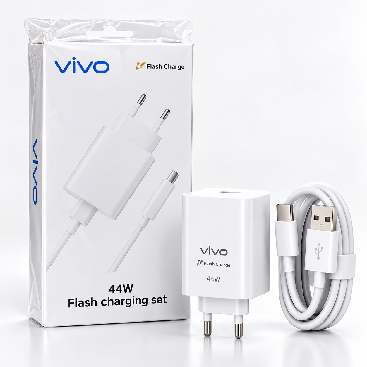 vivo 44W Flash Charge Adapter with Charging Cable